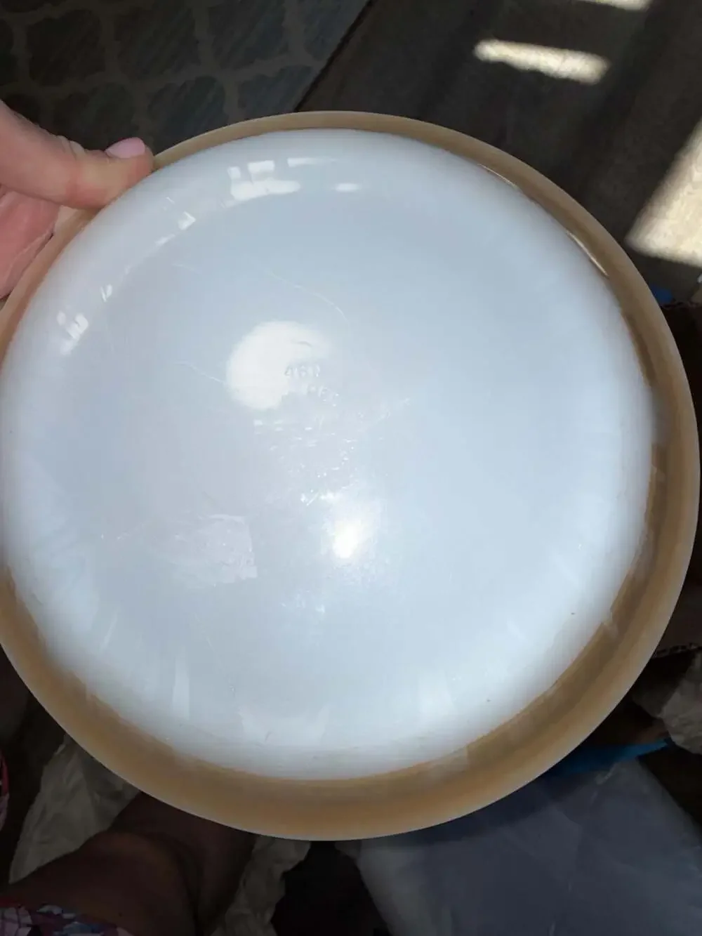 VTG Fire-King 9” Peach Lustre Milk Glass Pie Plate #460